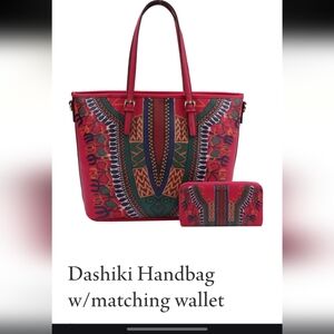 Dashiki Pattern Handbag NWT With Wallet